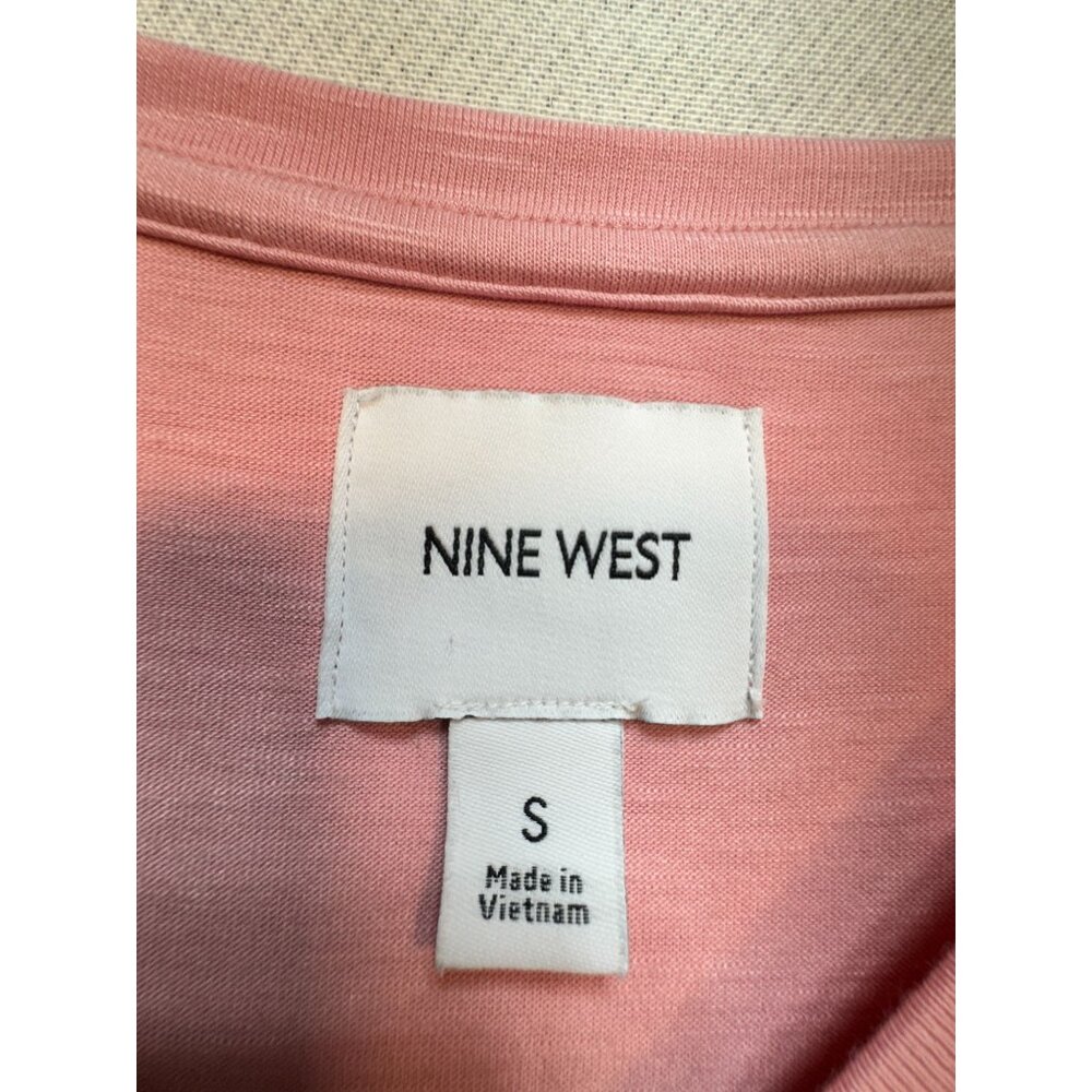 Nine West Women's Side Ruched Midi T-Shirt Dress Size S Pink Sleeveless Stretch - Picture 3 of 11